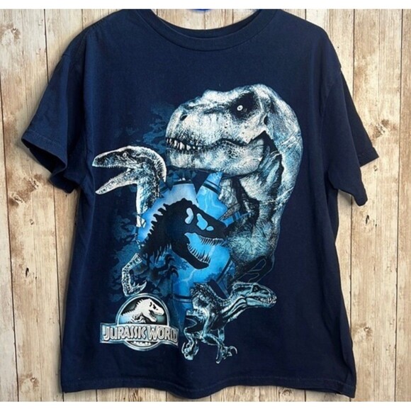 Jurassic World T-Rex Blue Short Sleeved Tee - Picture 1 of 3